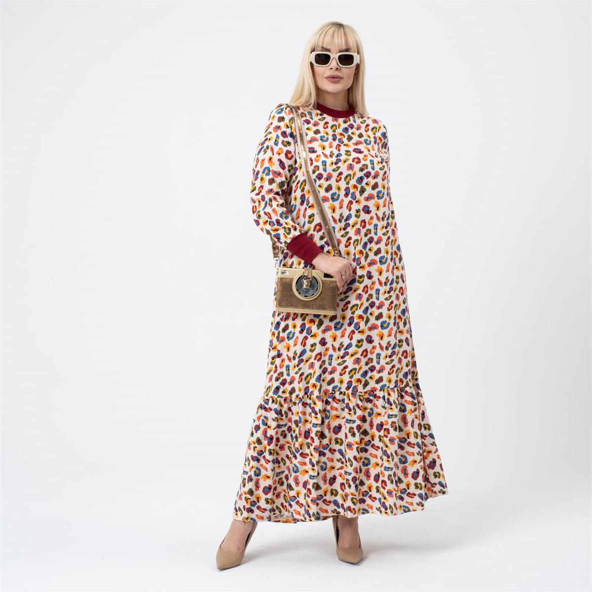 Tam Boy Tesettür Manşetli Büyük Beden Elbise