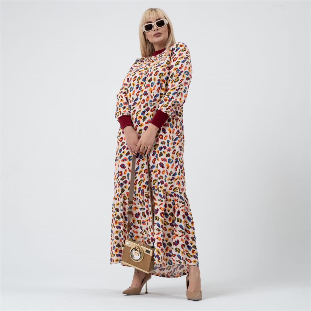 Tam Boy Tesettür Manşetli Büyük Beden Elbise