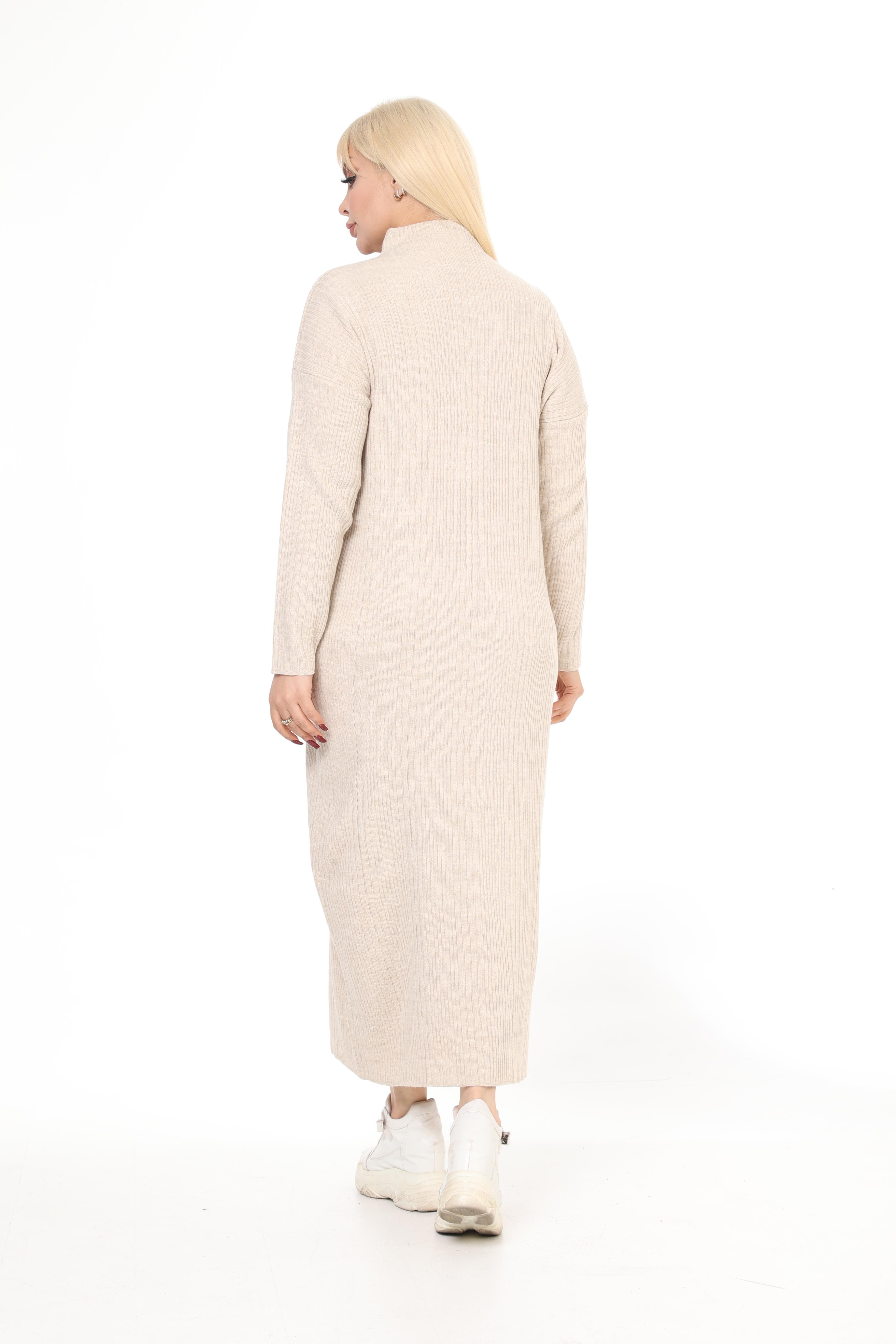 Taş Yarım Balıkçı Yaka Triko Örme Elbise