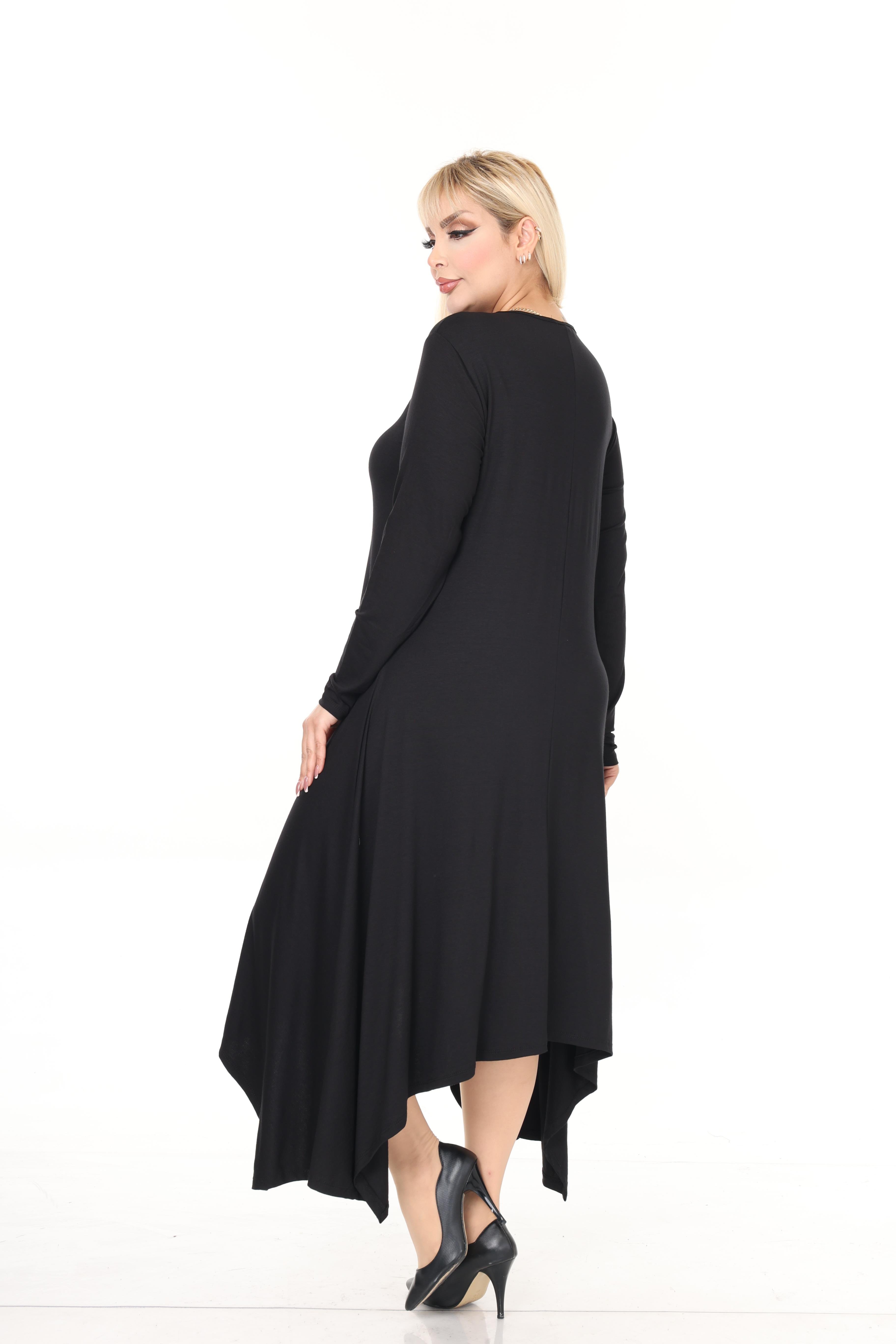 V Yaka Şeritli Asimetrik Viskon Örme Elbise