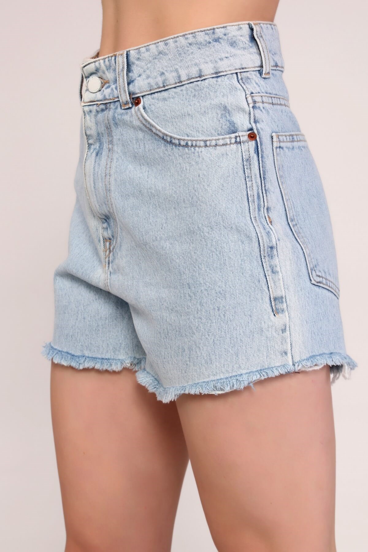 Yüksek Bel Denim Bermuda Şort