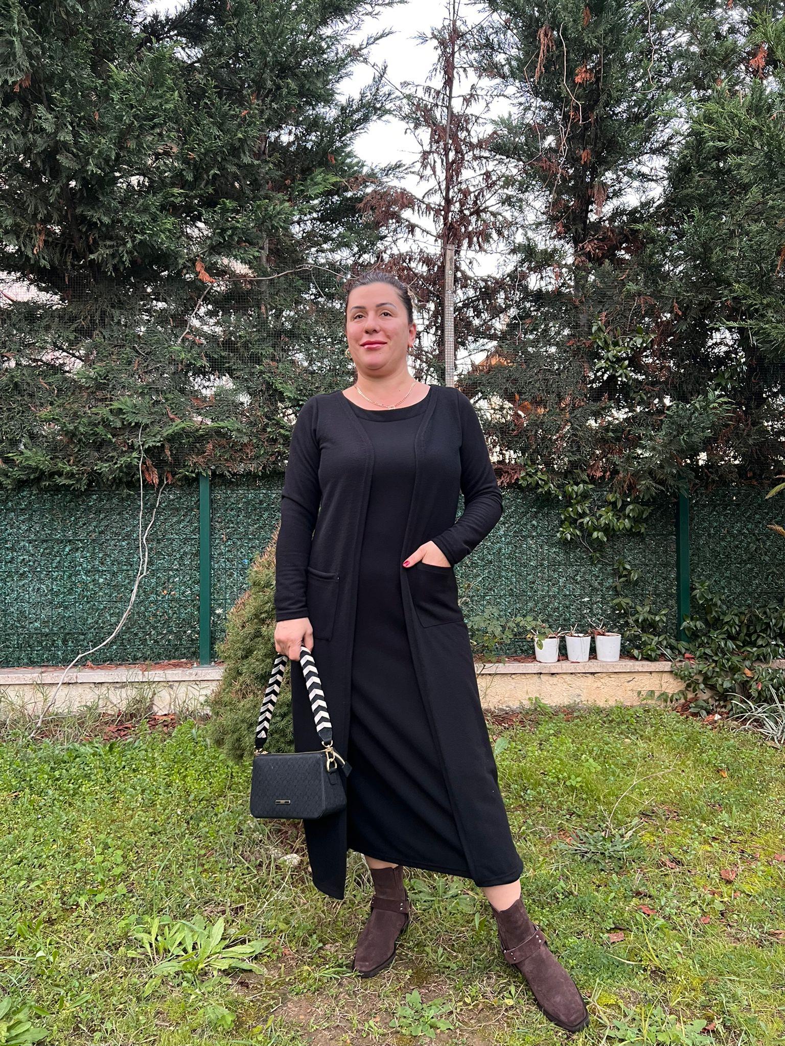 Yumoş Kumaş Tek Parça Hırkalı Elbise | Mjora Butik