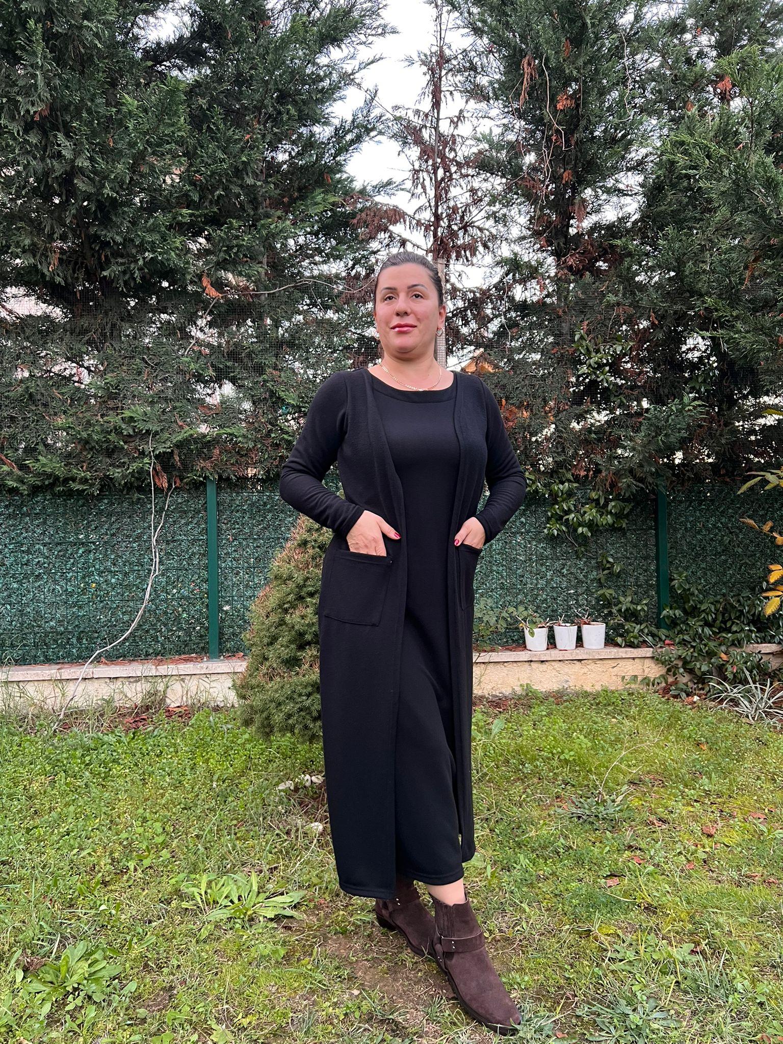 Yumoş Kumaş Tek Parça Hırkalı Elbise | Mjora Butik