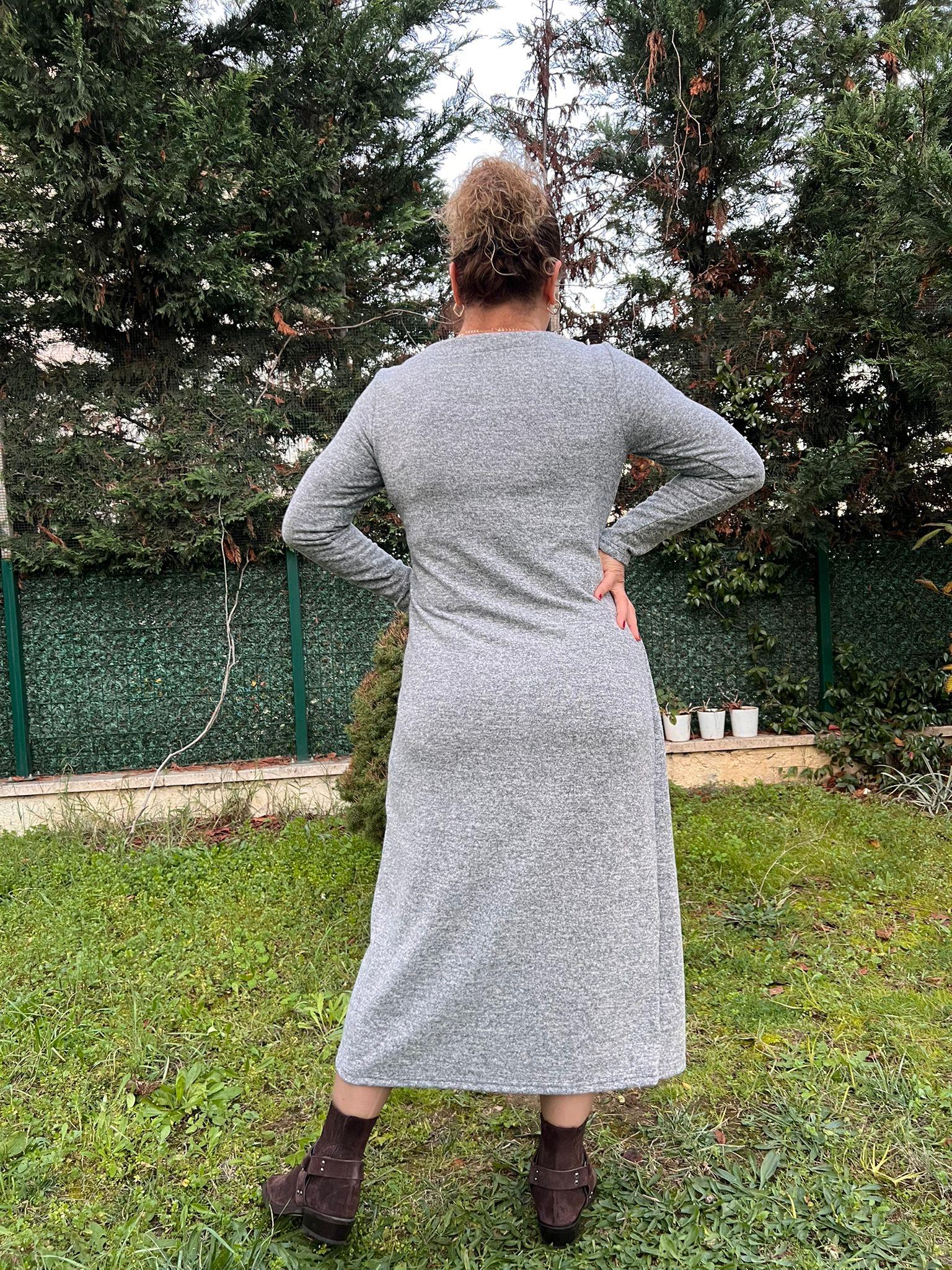 Yumoş Kumaş Tek Parça Hırkalı Elbise | Mjora Butik