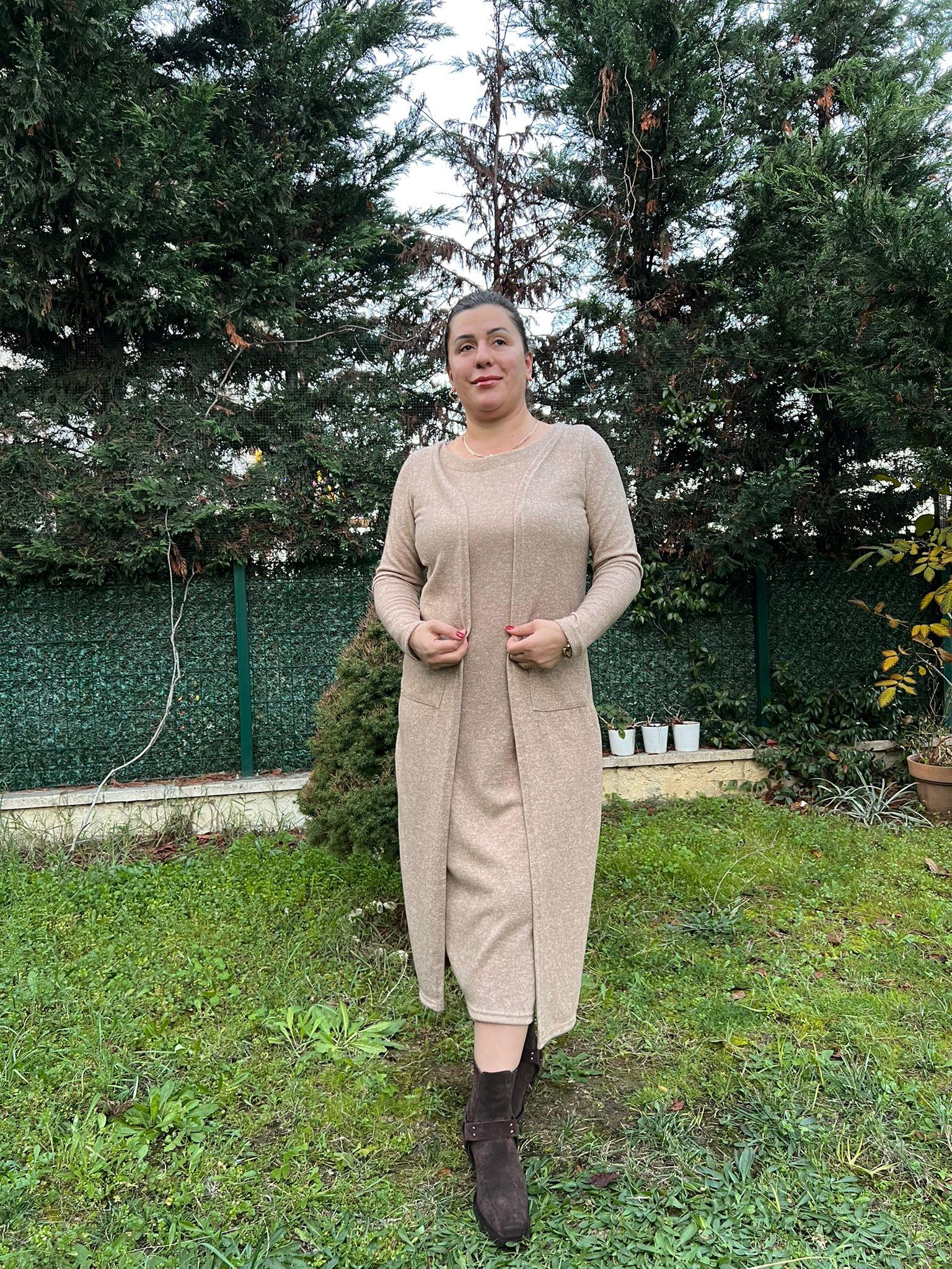 Yumoş Kumaş Tek Parça Hırkalı Elbise | Mjora Butik