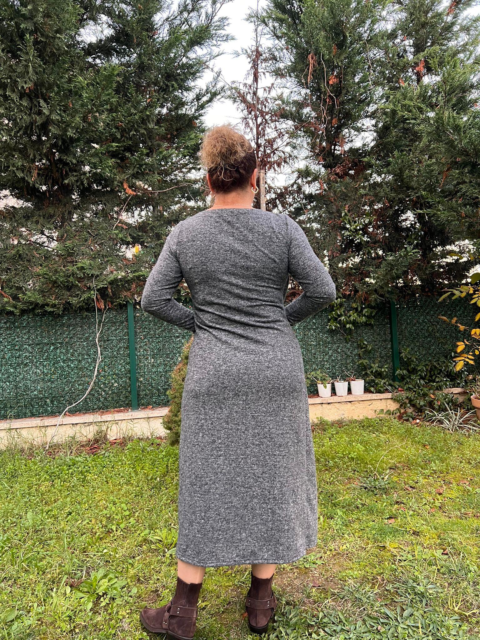 Yumoş Kumaş Tek Parça Hırkalı Elbise | Mjora Butik