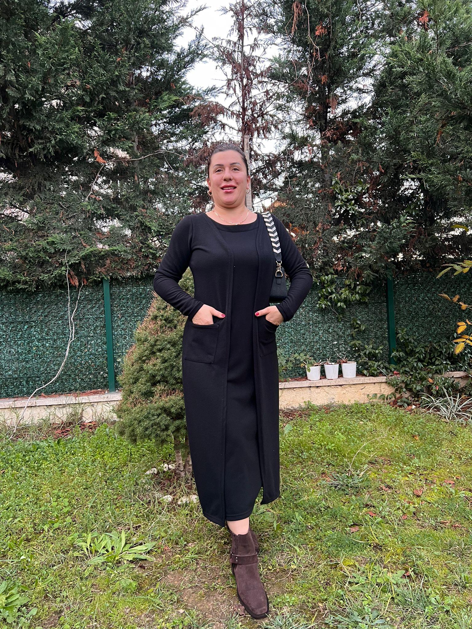 Yumoş Kumaş Tek Parça Hırkalı Elbise | Mjora Butik