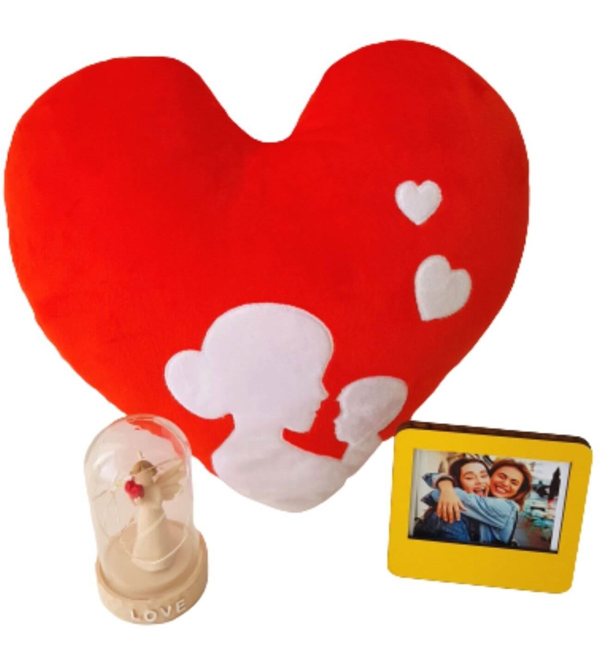 Kişiye Özel Fotoğraflı Anne Bebek Kalp Yastık Işıkl Love Fanus Hediye Seti Yeni Doğan Hediye Seti;Yeni Doğan Hediye Seti