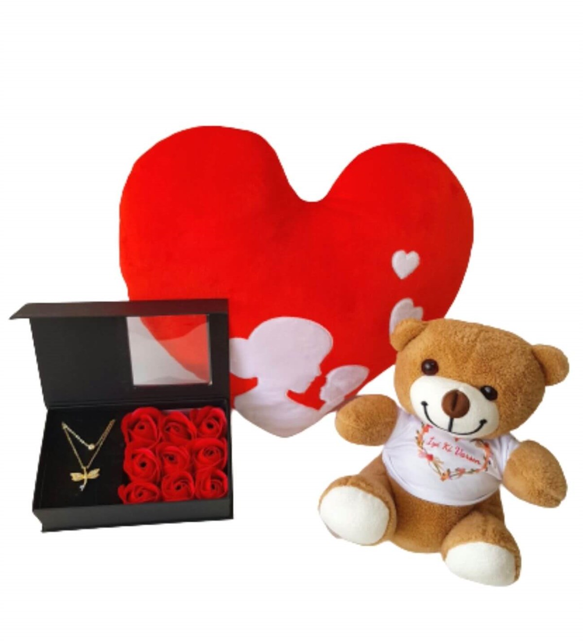 Anne Bebek Kalp Yastık Gül Kutusunda Yusufcuk Kolye İyi Ki Varsın Ayıcık Yeni Doğan Hediye Seti;Yeni Doğan Hediye Seti