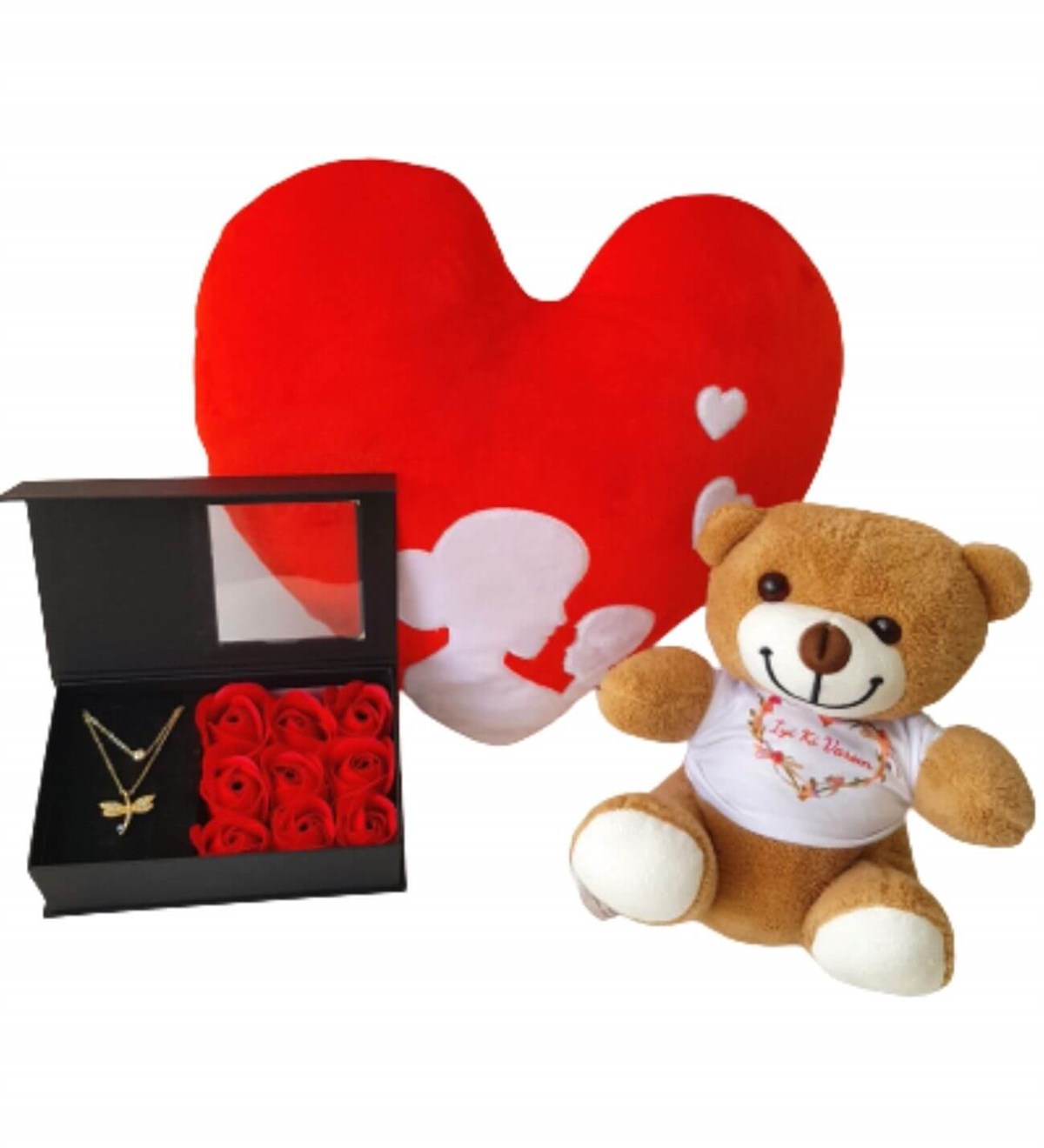 Anne Bebek Kalp Yastık Gül Kutusunda Yusufcuk Kolye İyi Ki Varsın Ayıcık Yeni Doğan Hediye Seti;Yeni Doğan Hediye Seti