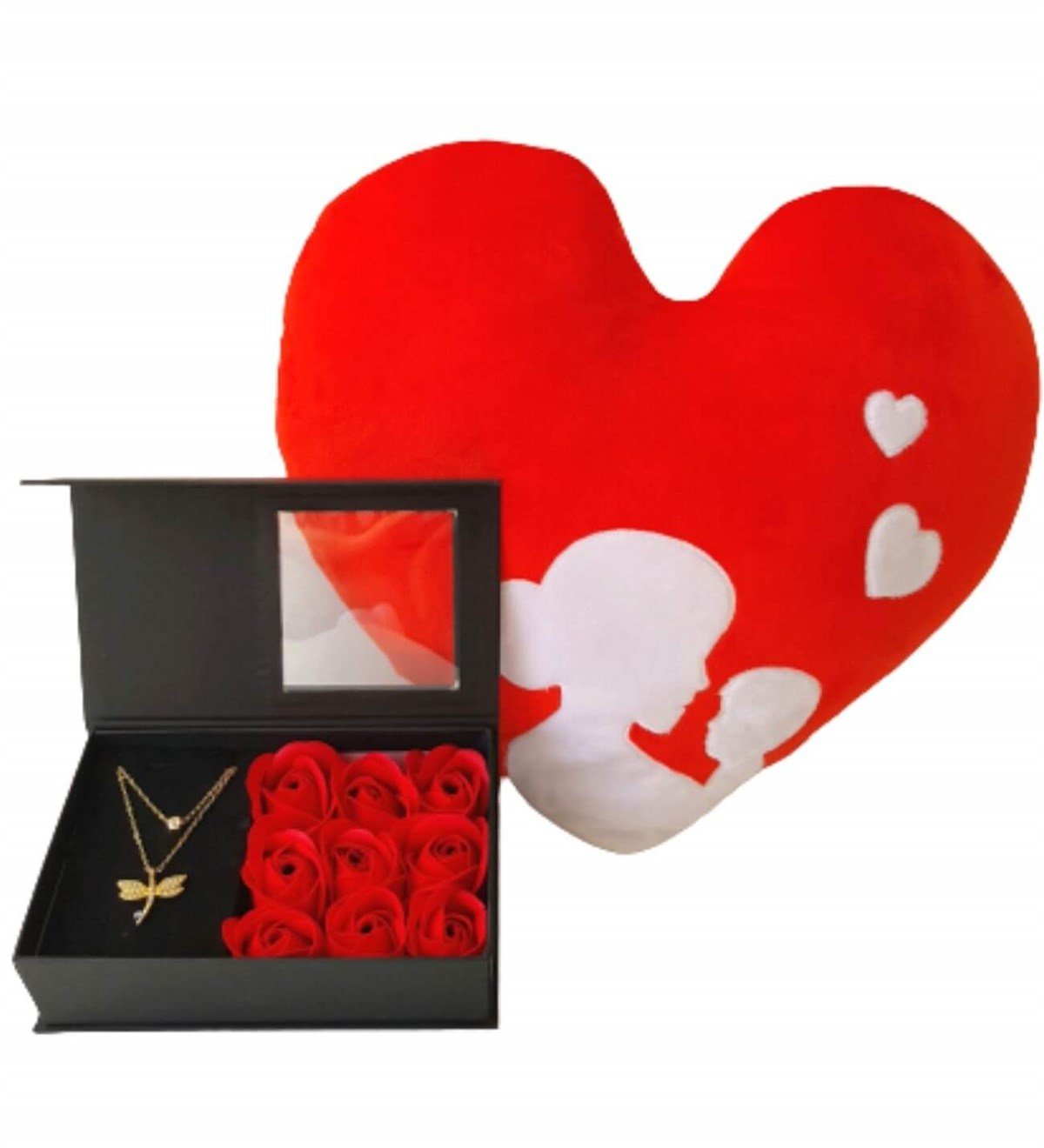 Hanbeyi Anne Bebek Kalp Yastık Gül Kutusunda Yusufcuk Kolye Işıklı Love Fanus Hediye Seti Yeni Doğan Hediye Seti;Yeni Doğan Hediye Seti