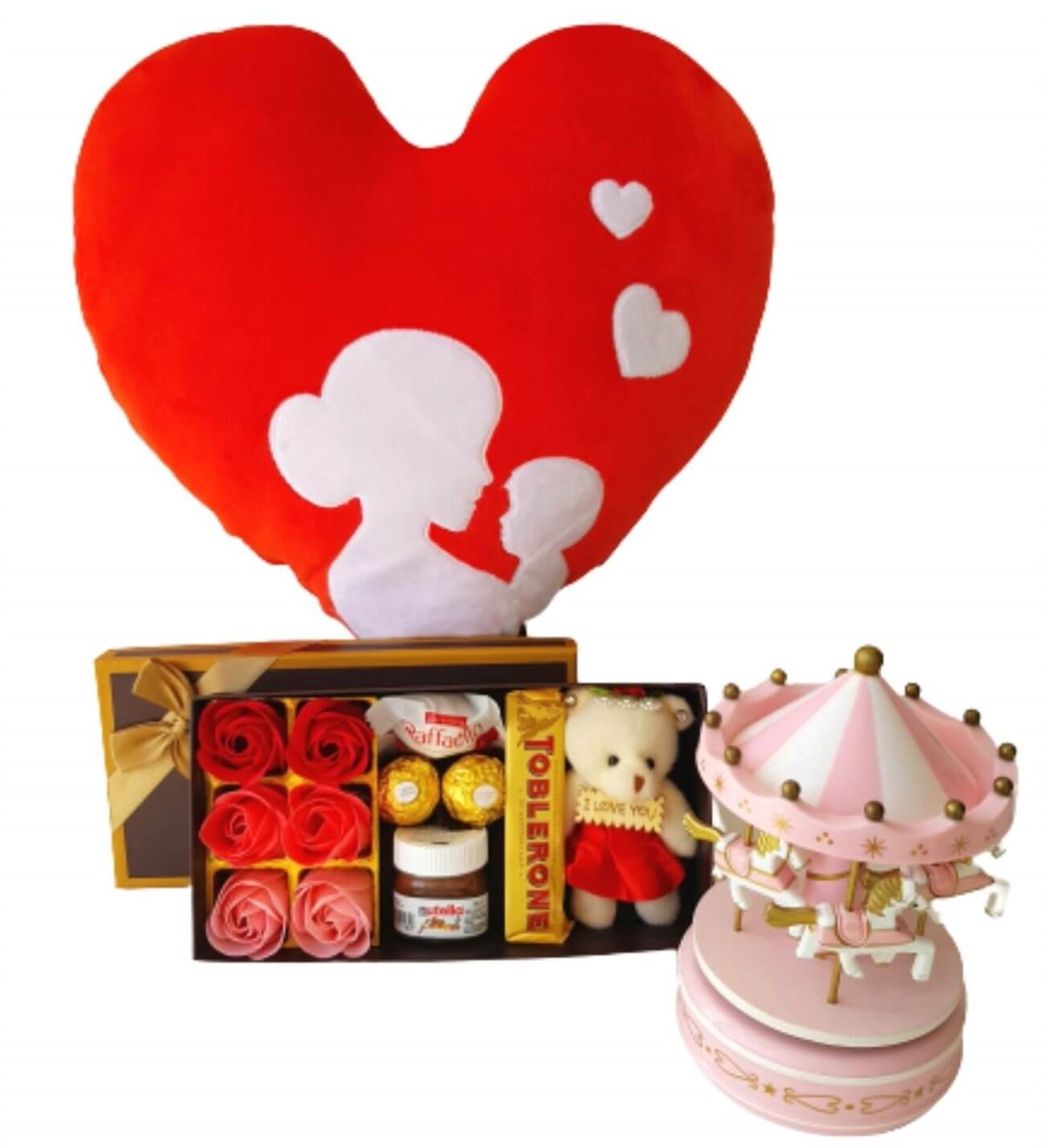 Hanbeyi Anne Bebek Kalp Yastık Gül Kutusu Ferrero Çikolata İyiki Varsın Ayıcık Pembe Atlı Karınca Yeni Doğan Hediye Seti;Yeni Doğan Hediye Seti
