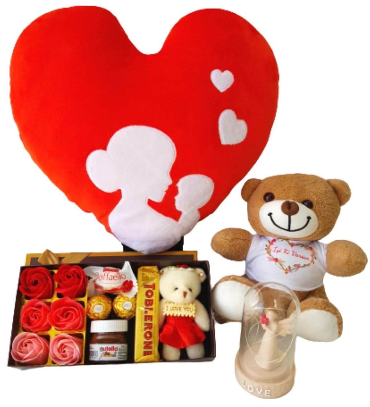 Hanbeyi Anne Bebek Kalp Yastık Gül Kutusu Ferrero Çikolata İyiki Varsın Ayıcık Işıklı Love Fanus Yeni Doğan Hediye Seti;Yeni Doğan Hediye Seti