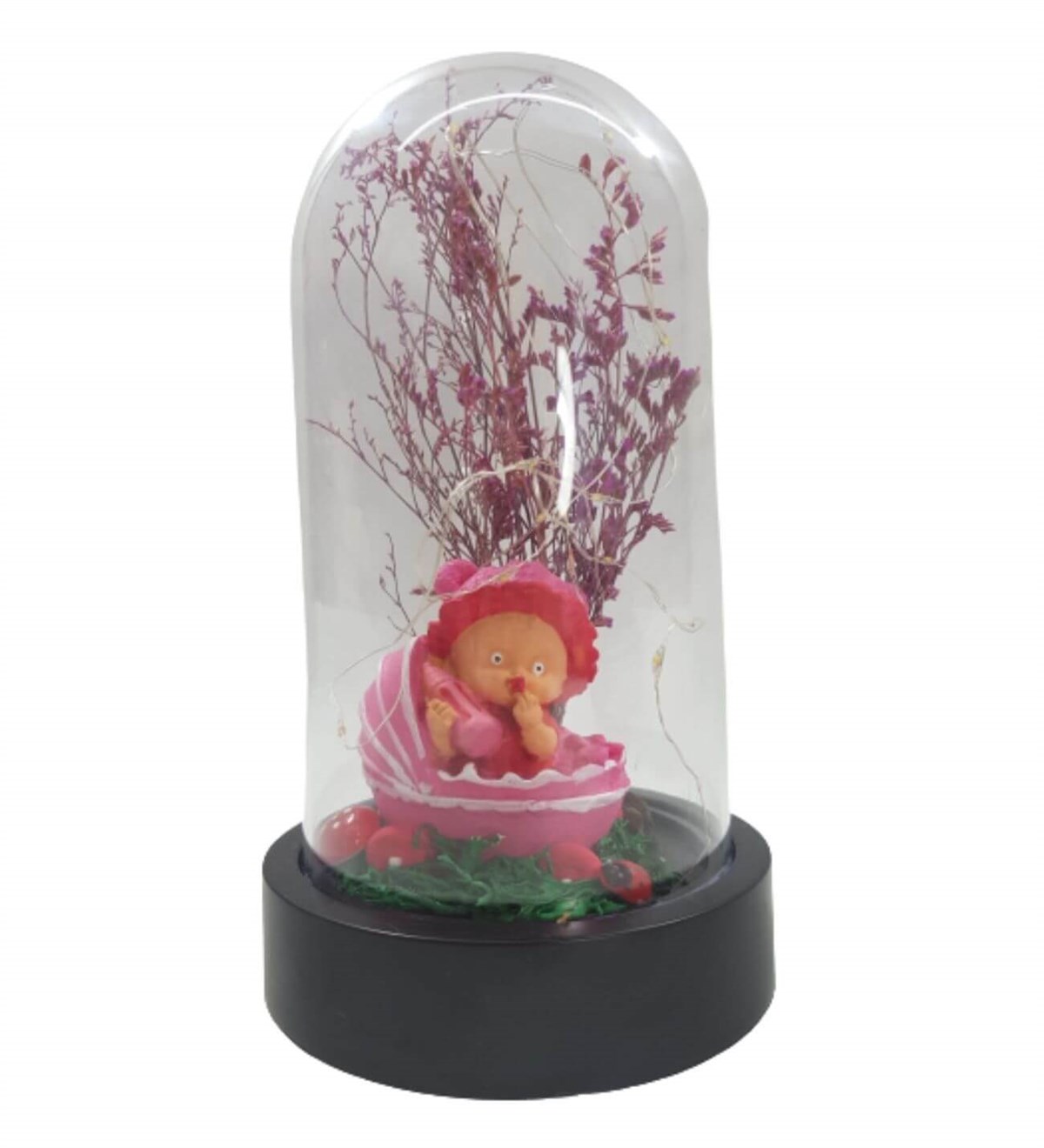 Hoş Geldin Bebek Kız Çoçuk Büyük Boy Işıklı Teraryum Fanus Kişiye Özel;