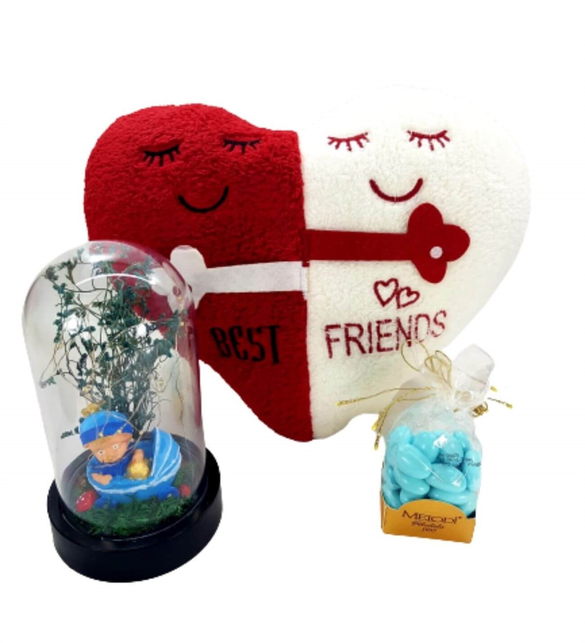 En İyi Arkadaşdan Yeni Doğan Hediyesi Büyük Boy Işıklı Teraryum Fanus Melodi Çikolata Kişiye Özel;