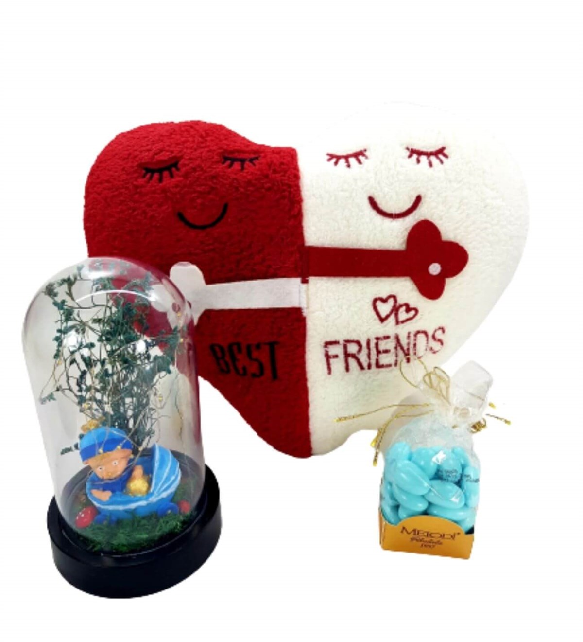 En İyi Arkadaşdan Yeni Doğan Hediyesi Büyük Boy Işıklı Teraryum Fanus Melodi Çikolata Kişiye Özel;