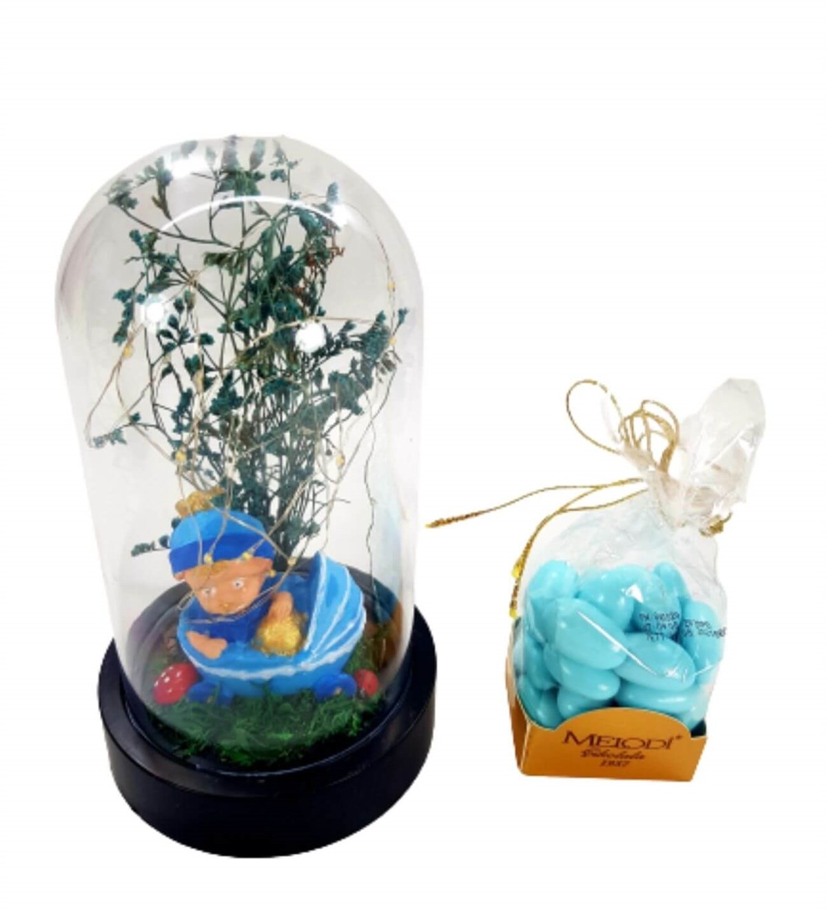 En İyi Arkadaşdan Yeni Doğan Hediyesi Büyük Boy Işıklı Teraryum Fanus Melodi Çikolata Kişiye Özel;