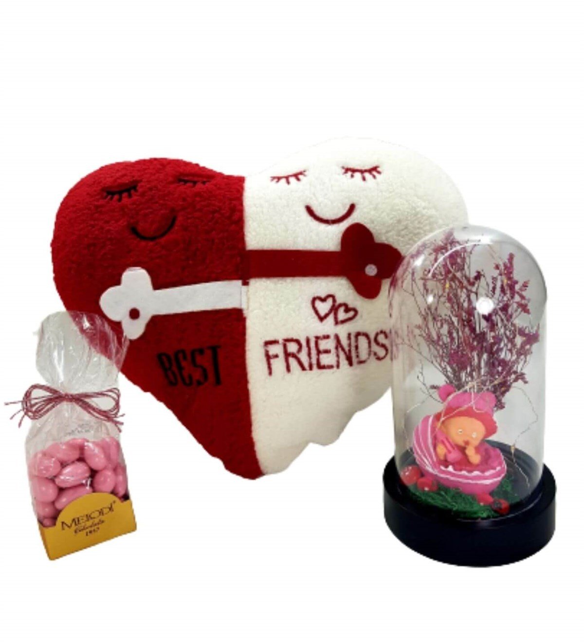 Hoş Geldin Bebek Hediyesi Büyük Boy Kız Işıklı Teraryum Best Friends Yastık  Melodi Çikolata Kişiye Özel;