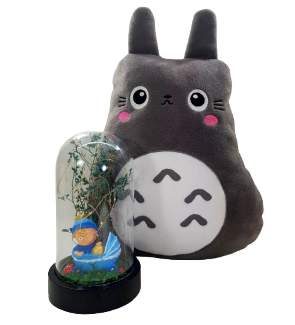 Hoş Geldin Bebek Hediyesi Erkek Çocuk Gri Totoro Yastık  Büyük Boy Işıklı Teraryum Çikolata Kişiye Özel;