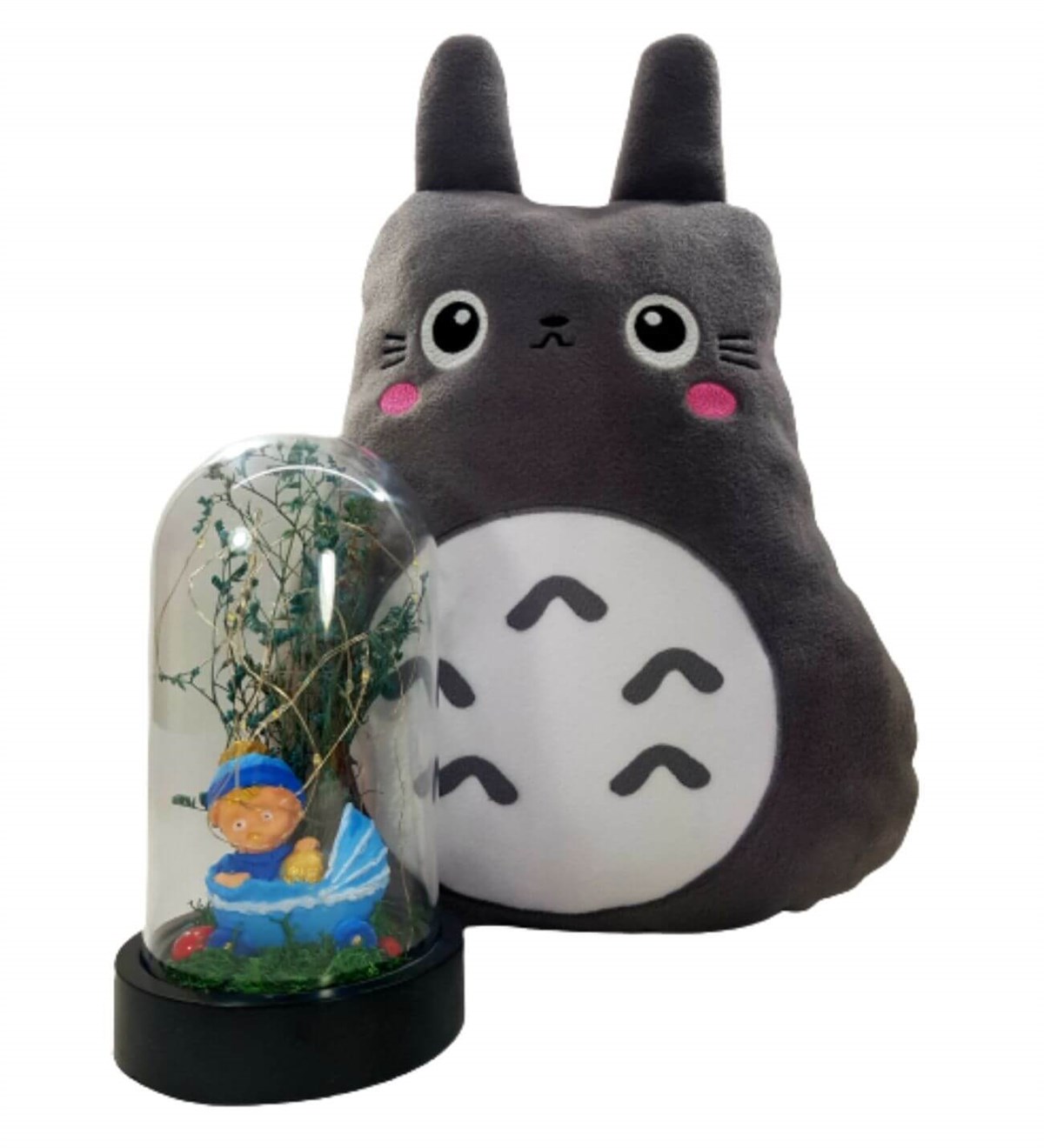 Hoş Geldin Bebek Hediyesi Erkek Çocuk Gri Totoro Yastık  Büyük Boy Işıklı Teraryum Çikolata Kişiye Özel;