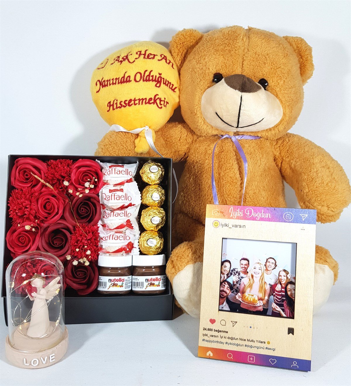 Kişiye Özel Sevgiliye Hediye İnstagram Çerçeve Işıklı Şans Meleği Ferrero Çikolata Hediye Setleri