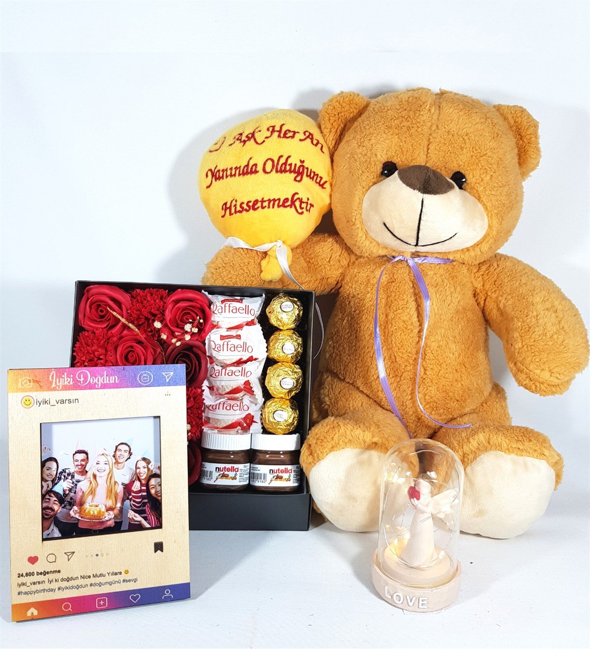 Kişiye Özel Sevgiliye Hediye İnstagram Çerçeve Işıklı Şans Meleği Ferrero Çikolata Hediye Setleri