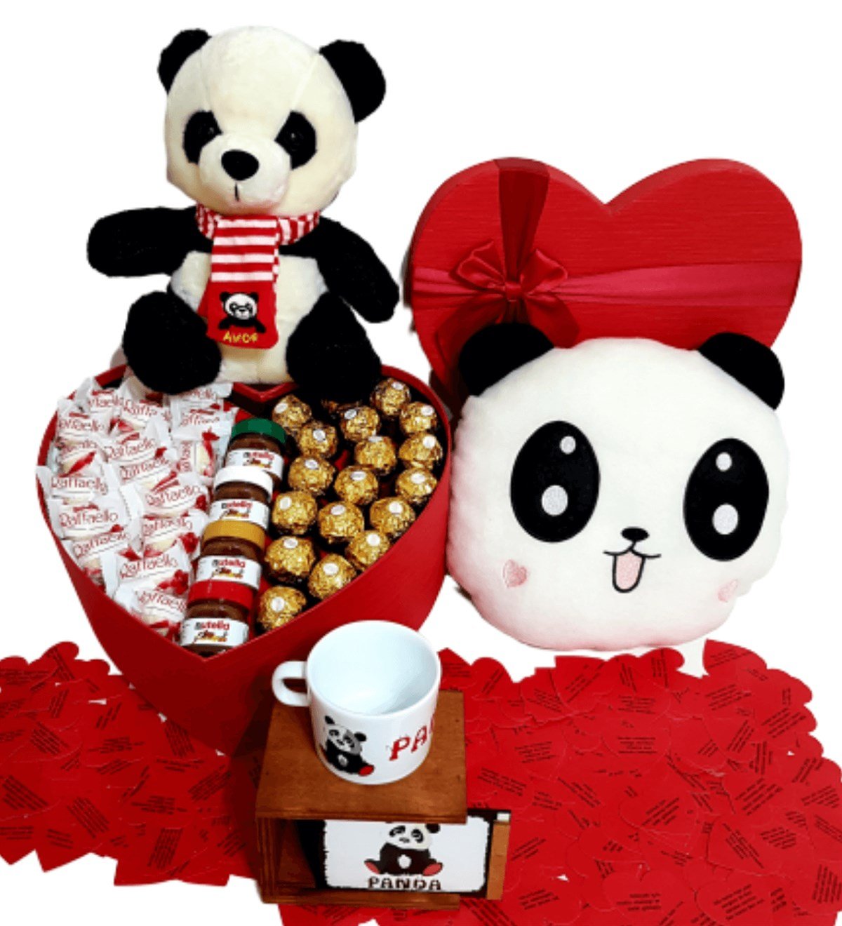 Arkadaşa Hediye Nutella Rocher Raffaello Çikolata Panda Kutulu Kupa Panda Yastık HEDİYE