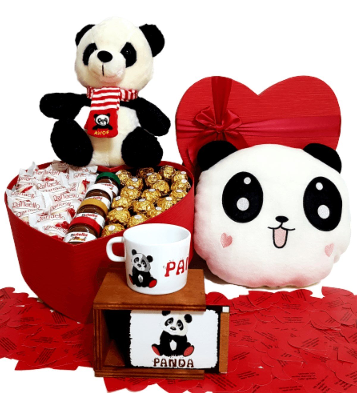 Arkadaşa Hediye Nutella Rocher Raffaello Çikolata Panda Kutulu Kupa Panda Yastık HEDİYE