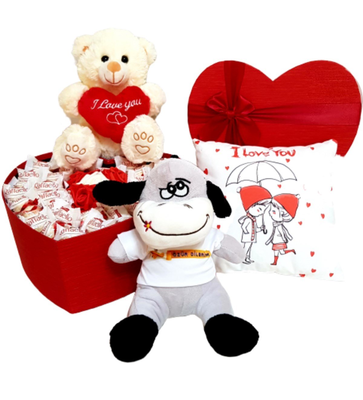 Sevgiliye Hediye Raffaello Çikolata I Love You Özel Set Özür Dileyen Eşek HEDİYE