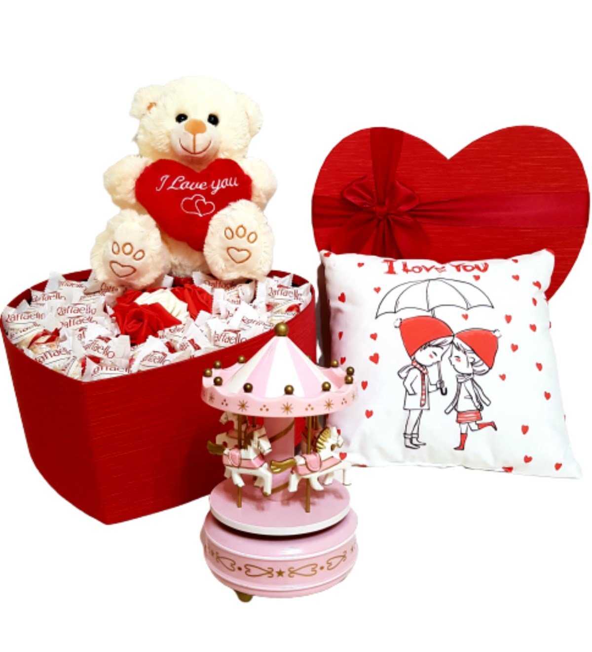 Sevgiliye Hediye Raffaello Çikolata I Love You Özel Set Müzikli Kar Küresi HEDİYE