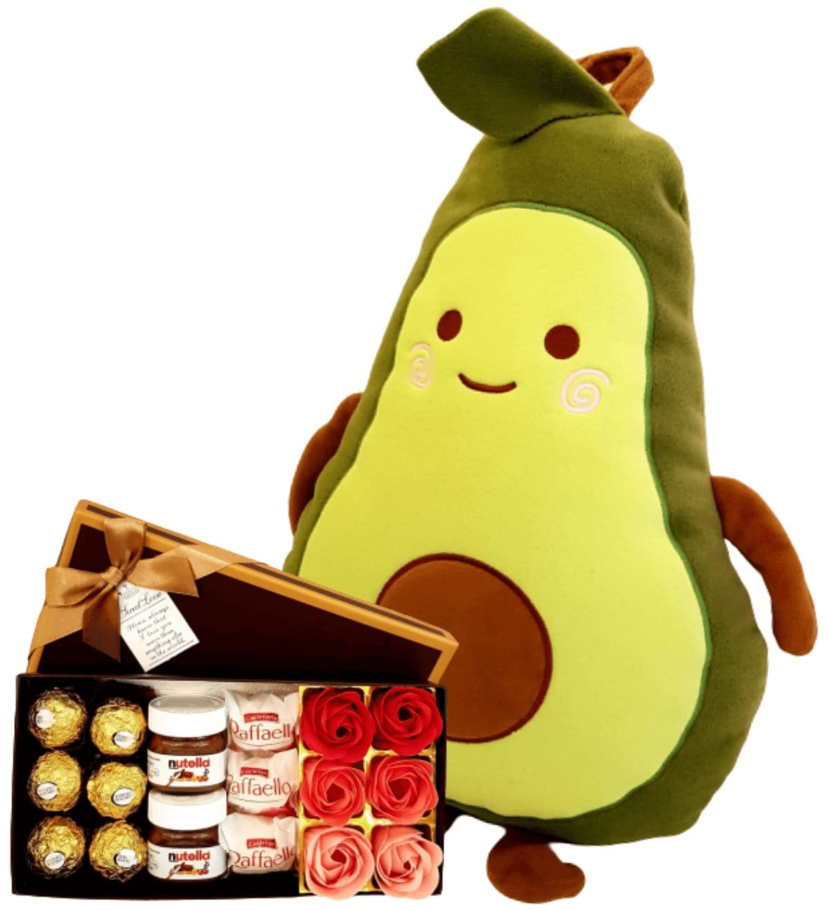 Sevgiliye Hediye Nisa'nın Avokado Yastığı Karışık Ferrero  Nutella Çikolata Set HEDİYE