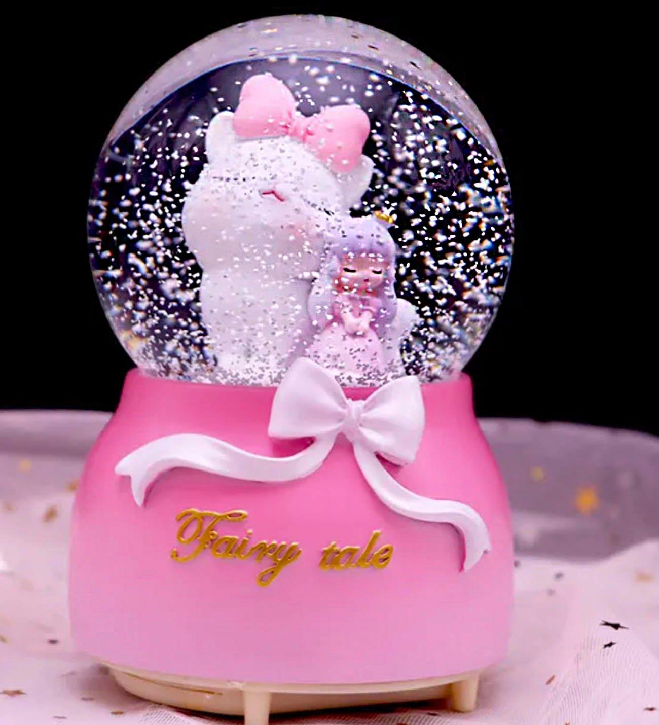 Kedili Kız Renk Değiştiren Işıklı Müzikli Kar Küresi BANYO GURUBU