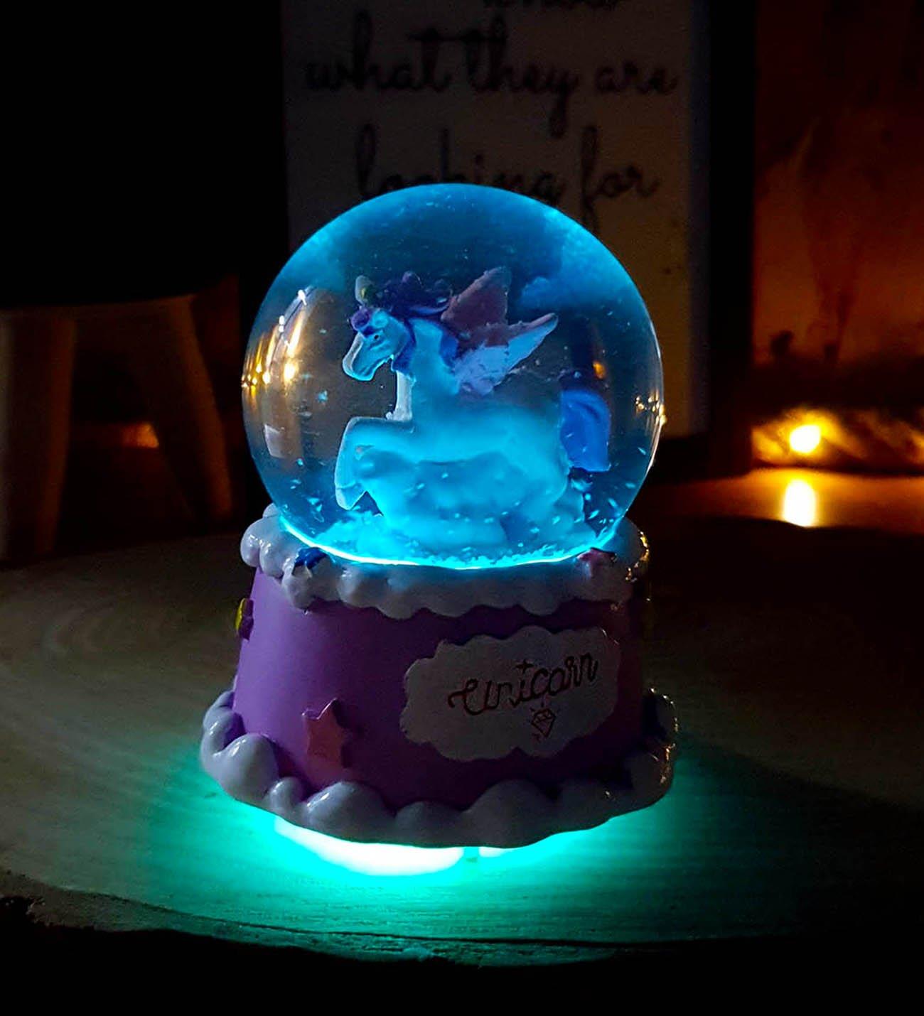 Kişiye Özel Dream Unicorn Işıklı Kar Küresi & 3D Biblolu Çerçeve Arkadaşa Hediye BANYO GURUBU