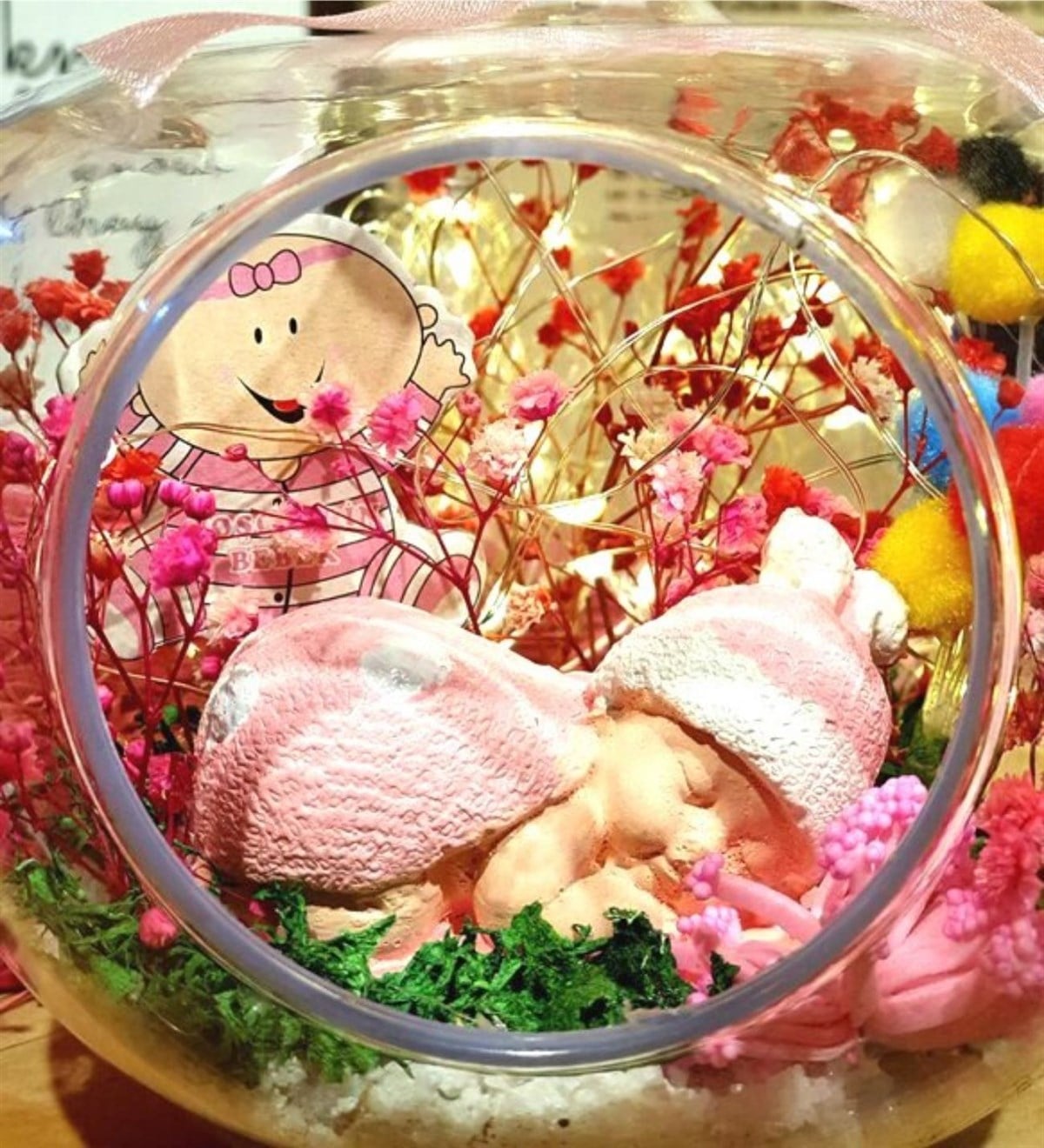 Kız Bebek Yeni Doğan Hediyesi Işıklı Elma Teraryum Kız Bebek Hediye Seti