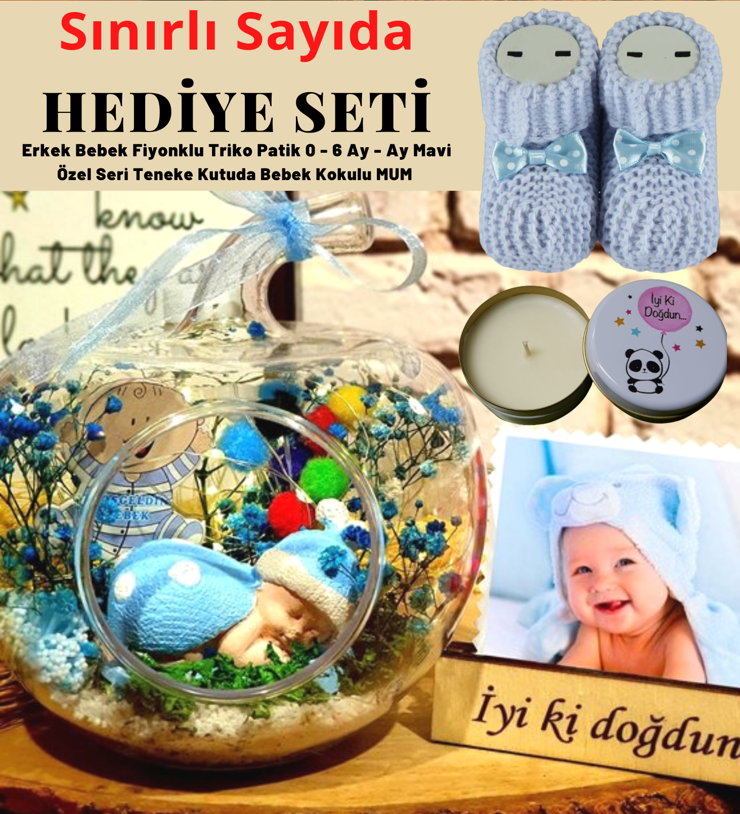 Erkek Bebek Kişiye Özel İyiki Doğdun Hediye Seti Yeni Doğan Bebek Hediyesi BEBEK HEDİYESİ