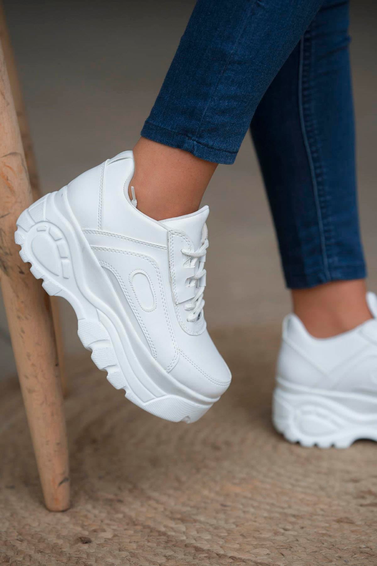 Belinda Kalın Tabanlı Kadın Sneaker Beyaz