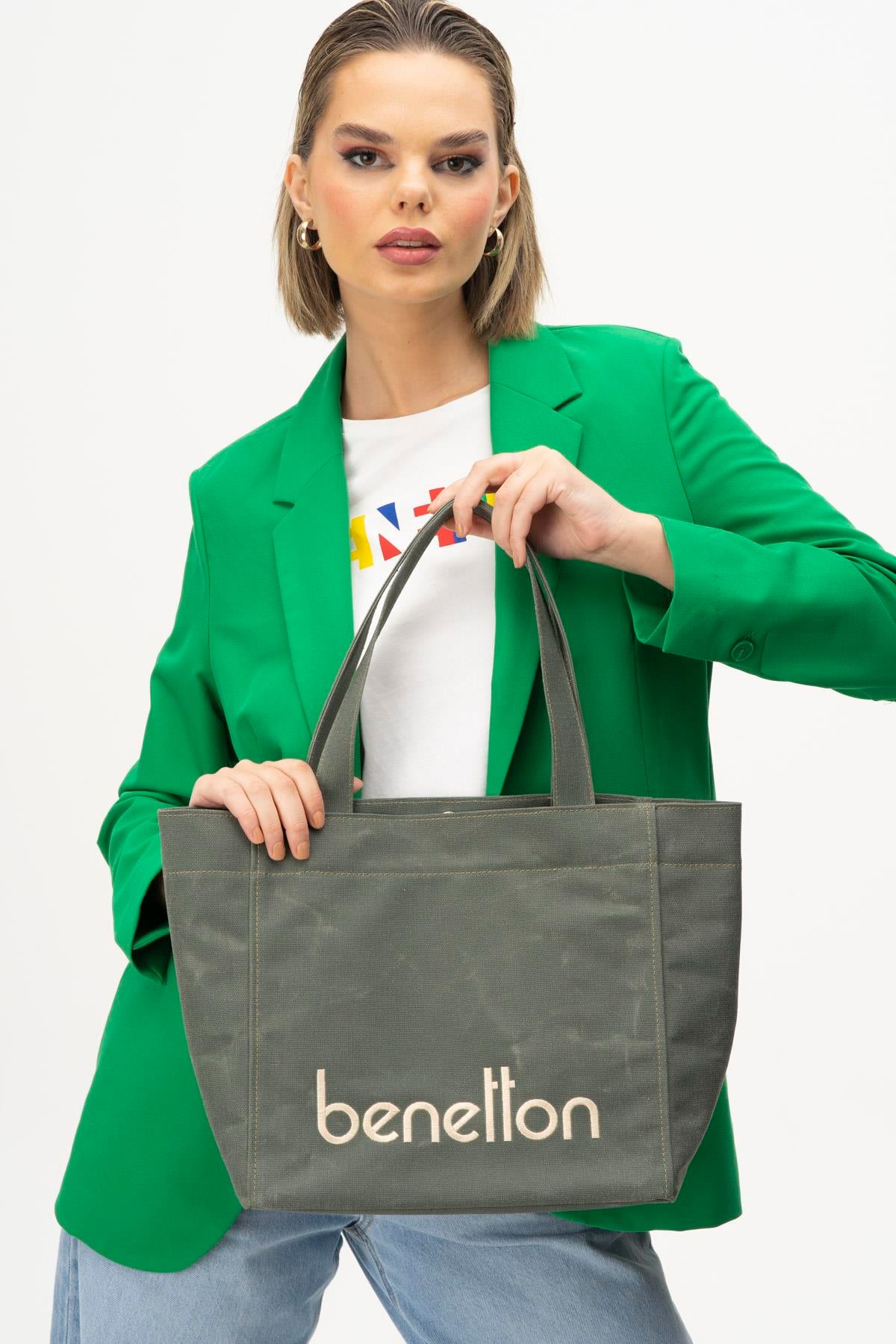 Benetton 1163 Kadın Deri Kol Çantası Haki
