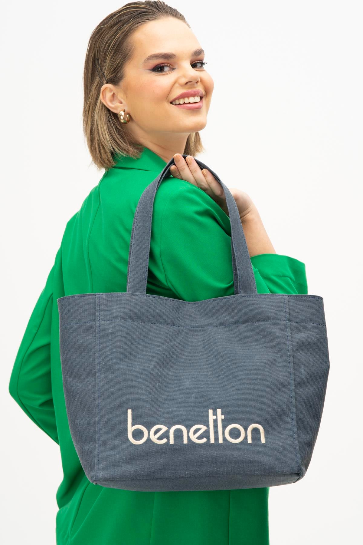 Benetton 1163 Kadın Deri Kol Çantası Lacivert