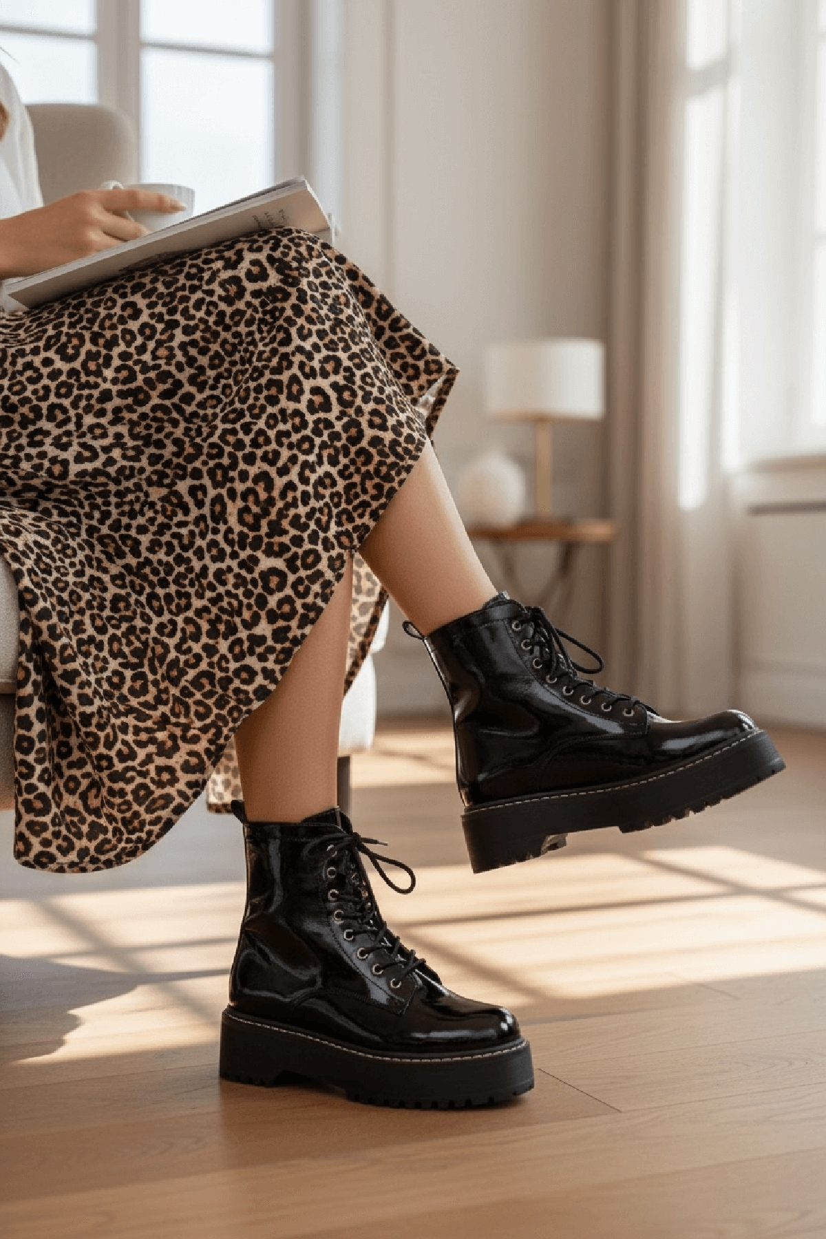 Armoni Siyah Rugan (5 Cm Kalın Tabanlı )  Kadın Günlük Postal