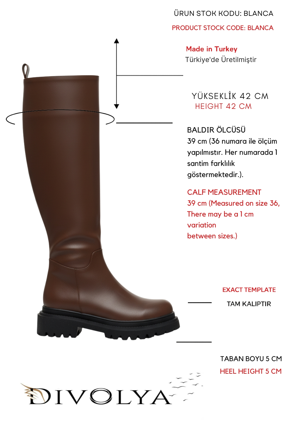 Blanca Kahverengi Çekme Yanı Fermuarlı Günlük Kadın Çizme