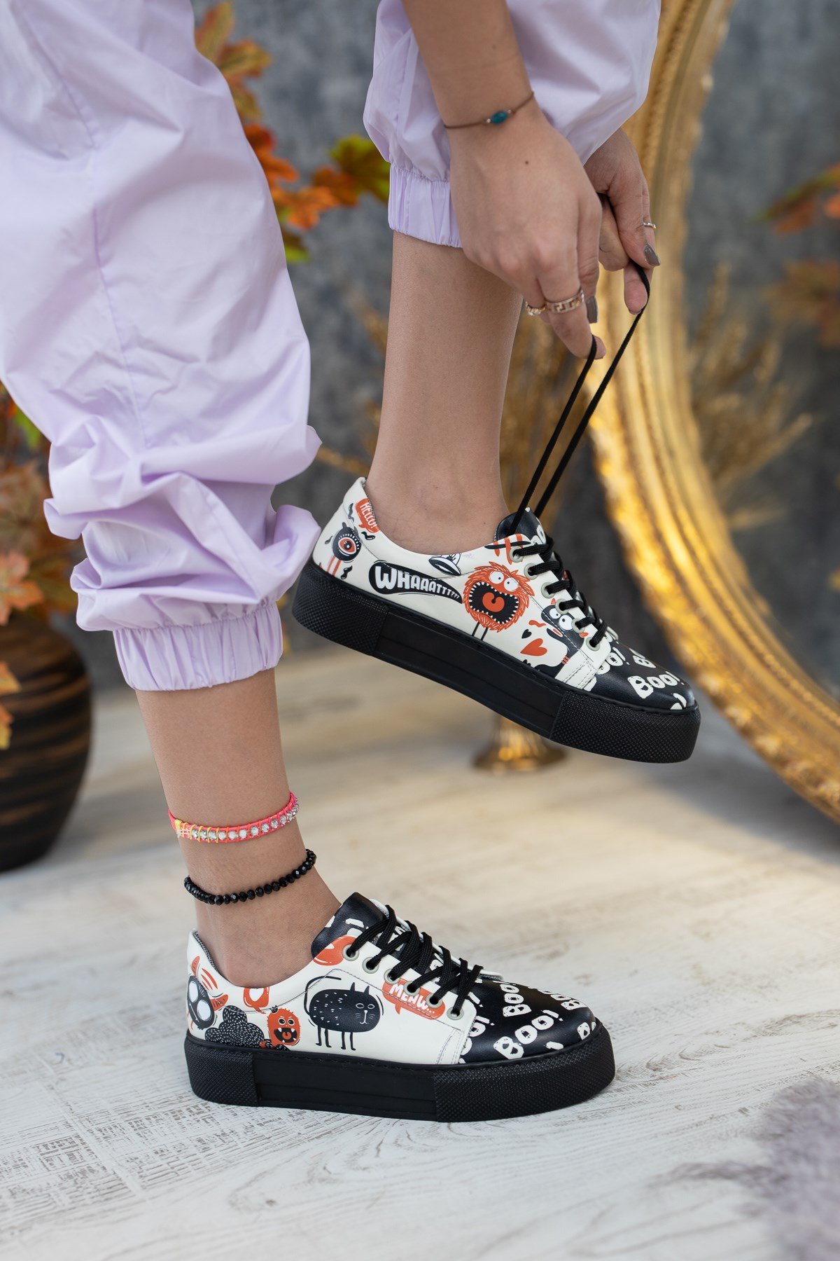 Farah Kedi Baskılı Günlük Sneaker