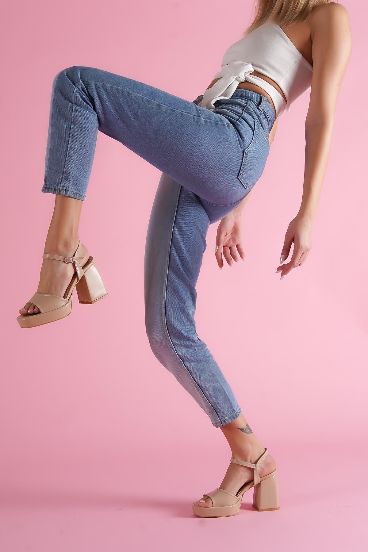 Fell Nude Cilt Platform Topuklu Günlük Ayakkabı