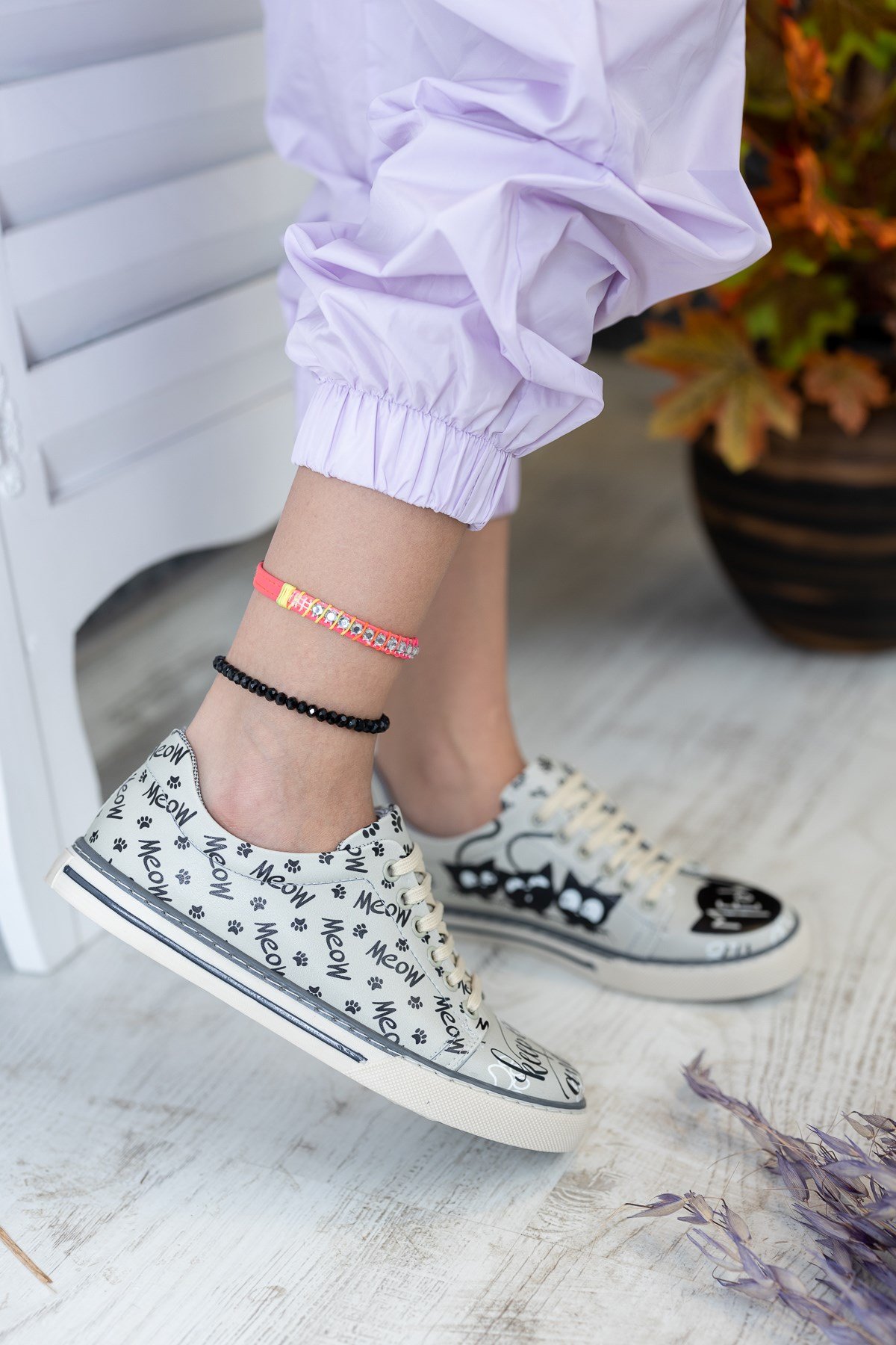 Meov Kedi Baskılı Günlük Sneaker