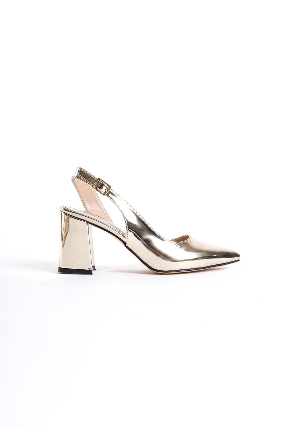 Sahra Gold Ayna (8CM) Topuklu Günlük Kullanım Ayakkabı