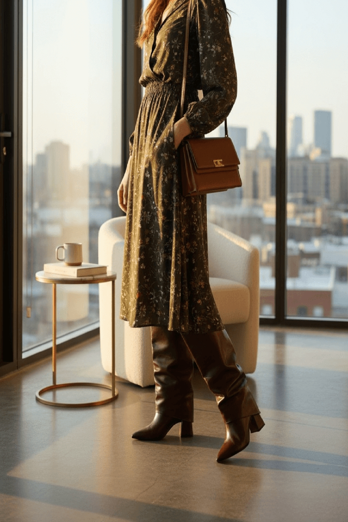 Strada Kahverengi Rugan Tak-Çıkar Konçlu  (8 cm Topuk Boyu ) Günlük Kullanım Bot Ve Çizme