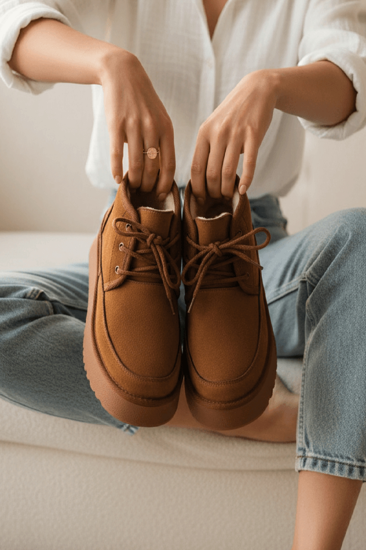 Ugy Taba (4.5 CM) İçi Kürklü Bağcıklı Günlük Kullanım Bot