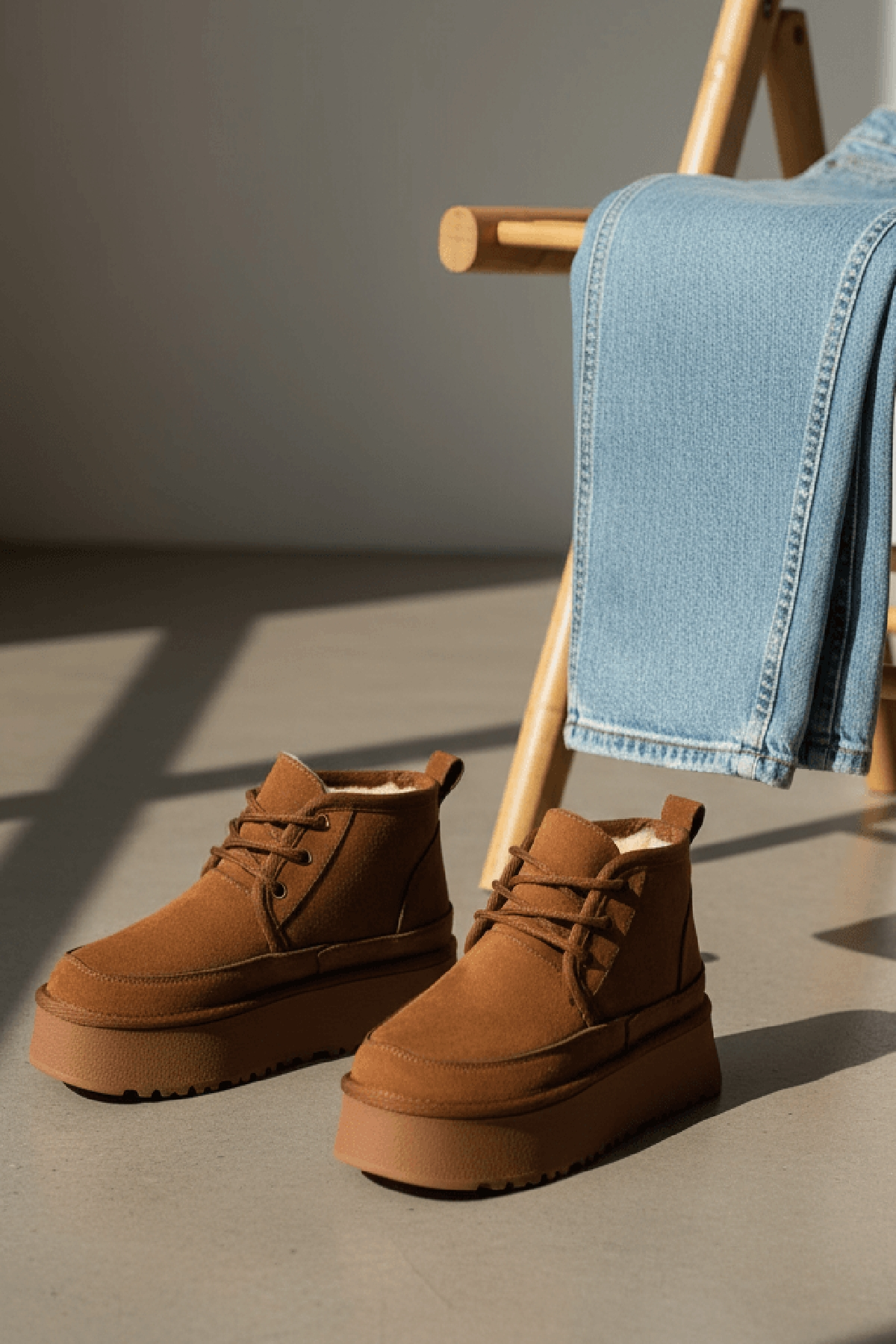 Ugy Taba (4.5 CM) İçi Kürklü Bağcıklı Günlük Kullanım Bot