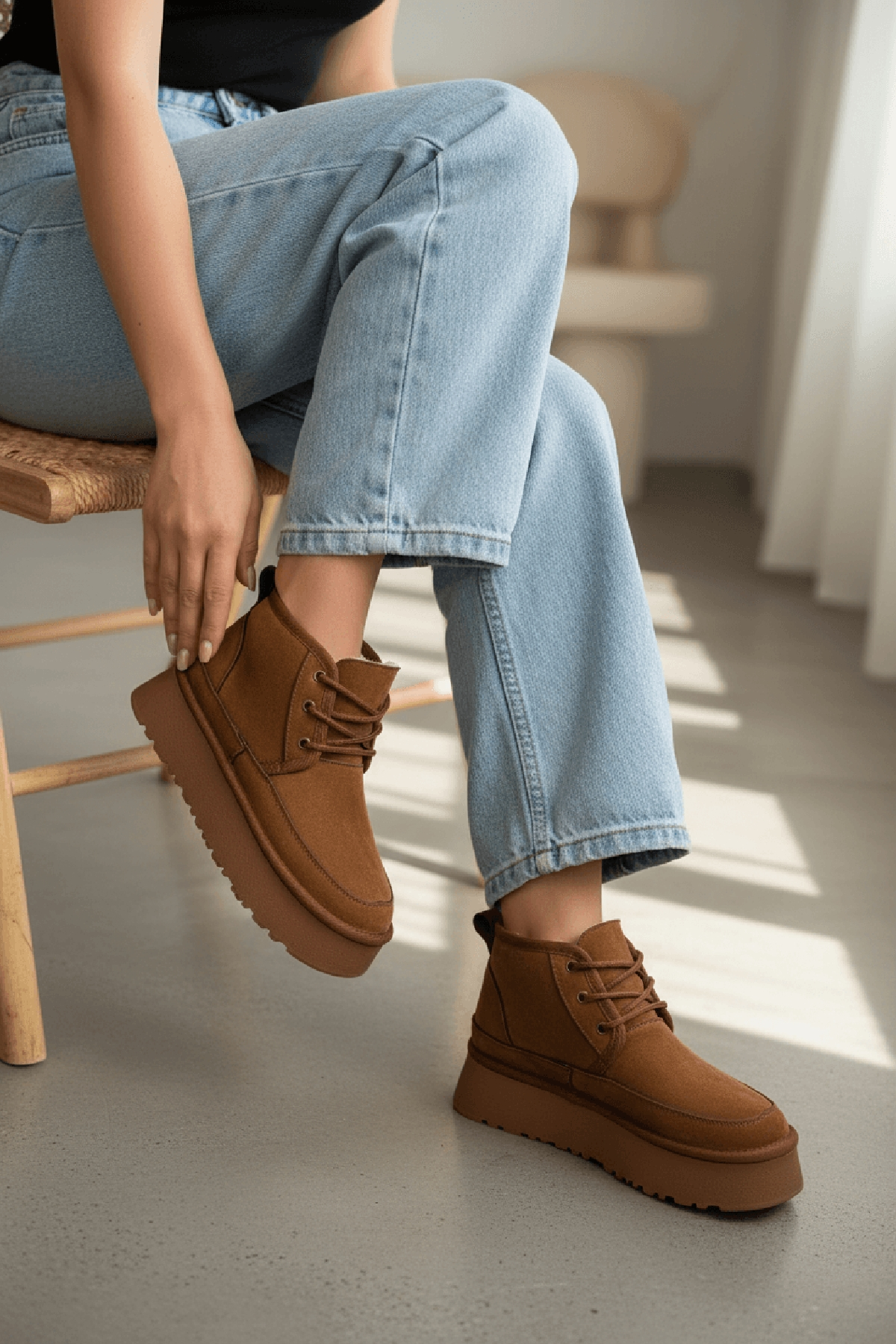 Ugy Taba (4.5 CM) İçi Kürklü Bağcıklı Günlük Kullanım Bot