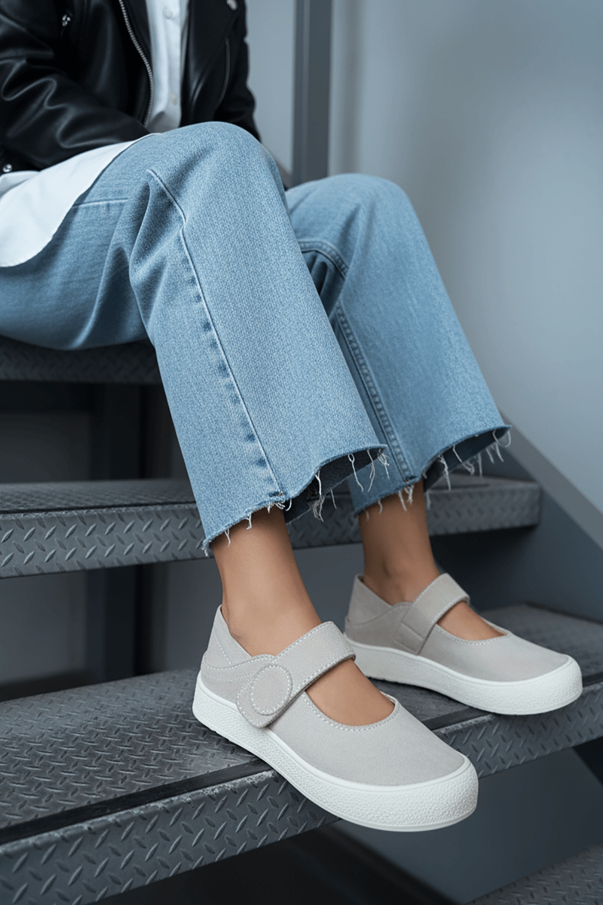 Varius Gri Süet ( 3 cm Topuklu ) Yuvarlak Burunlu  Detaylı Loafer Ayakkabı