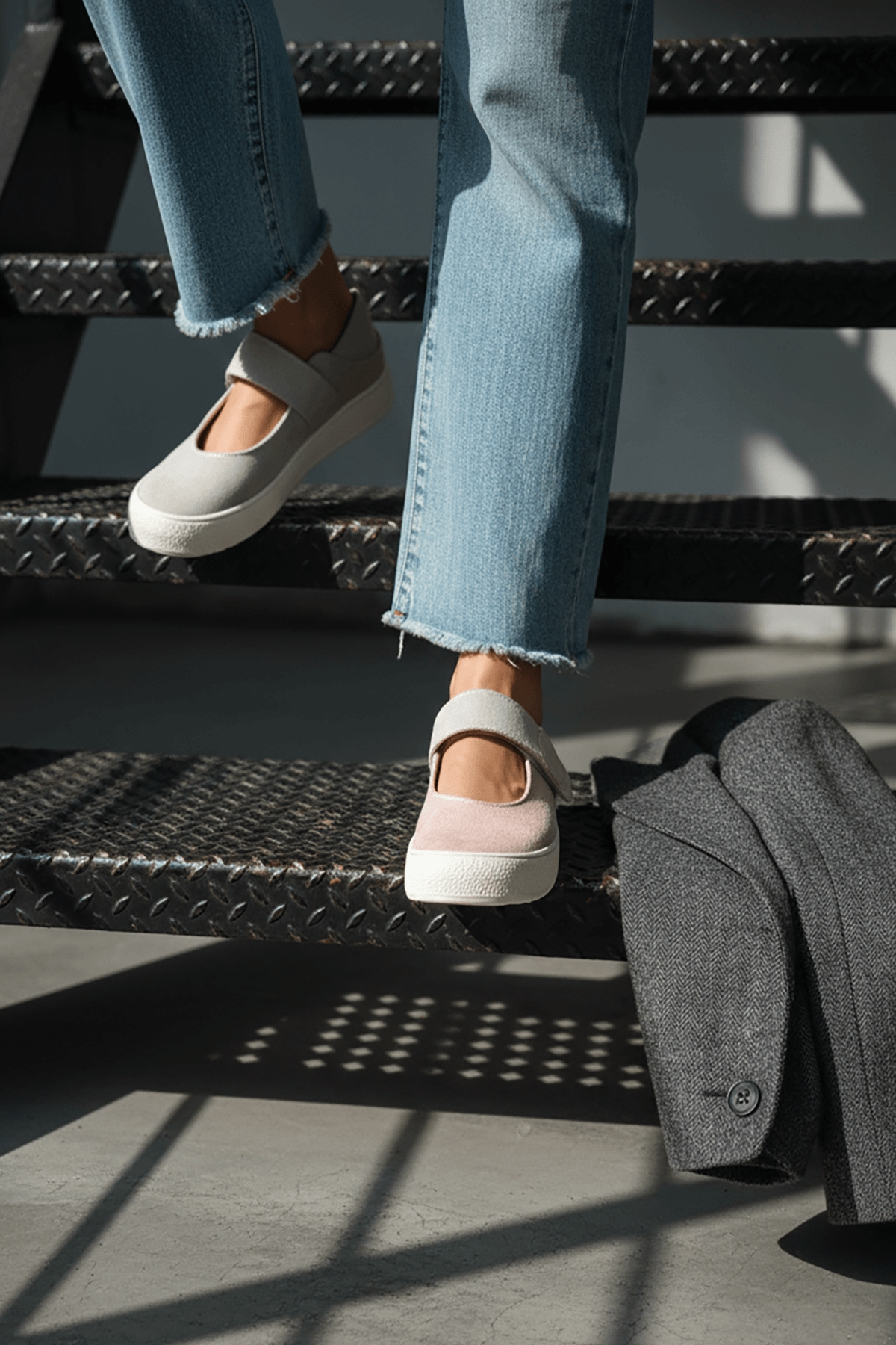 Varius Gri Süet ( 3 cm Topuklu ) Yuvarlak Burunlu  Detaylı Loafer Ayakkabı